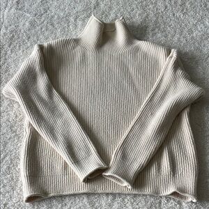 Cyrus Beige Ribbed Turtleneck Sweater